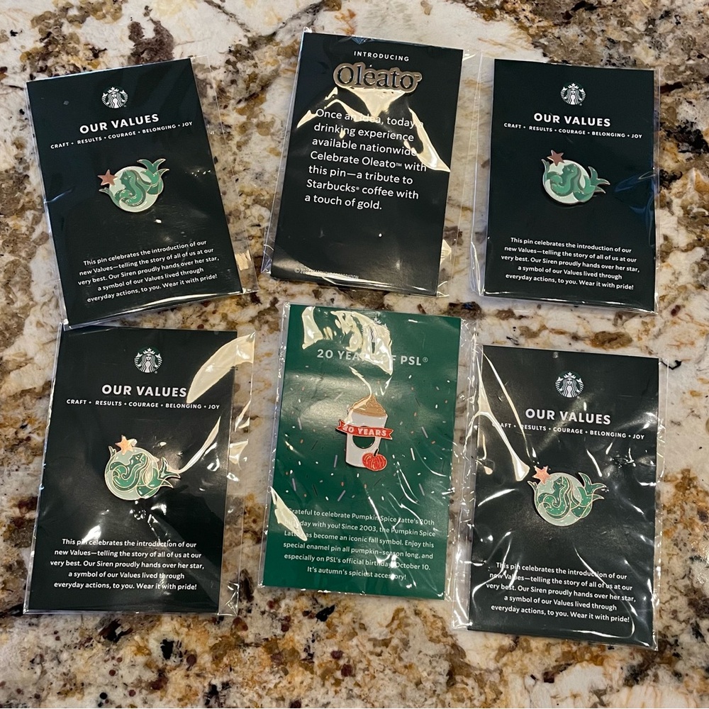 Starbucks Pins Lot Of 6